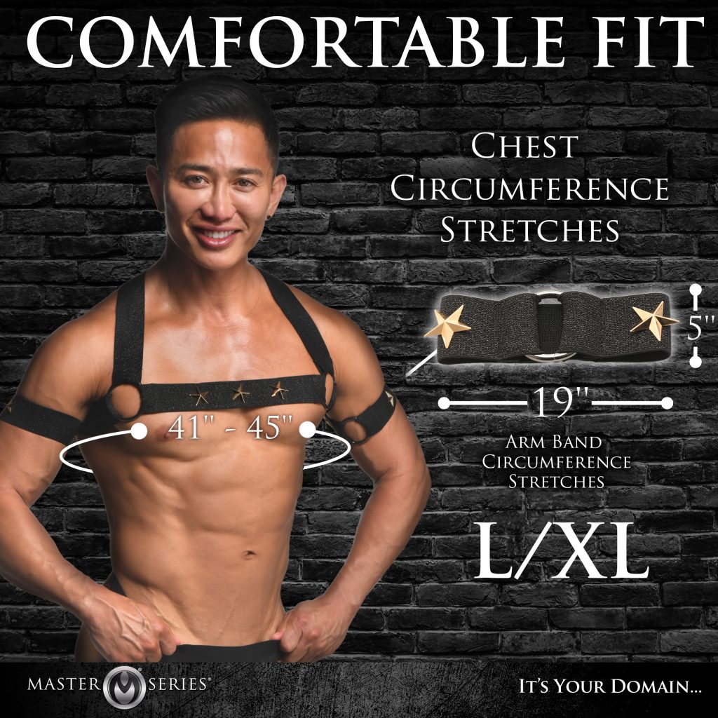 Rave Harness Elastic Chest Harness With Arm Bands - L/xl