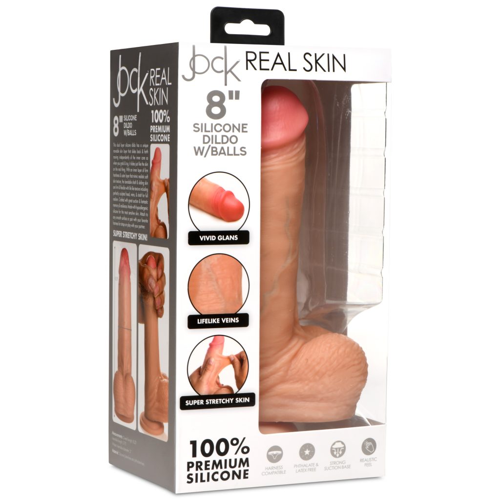 Real Skin Silicone Dildo With Balls - 8 Inch