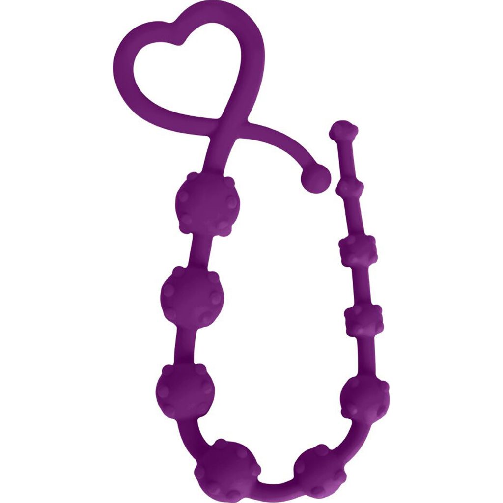 Hearts N Studs Silicone Anal Beads - Purple