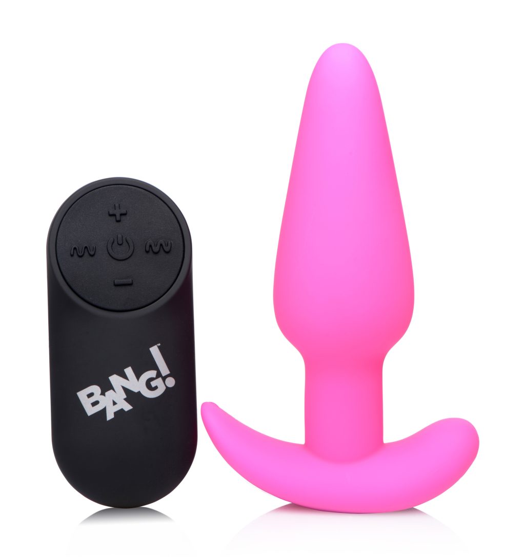 Remote Control 21x Vibrating Silicone Butt Plug - Pink