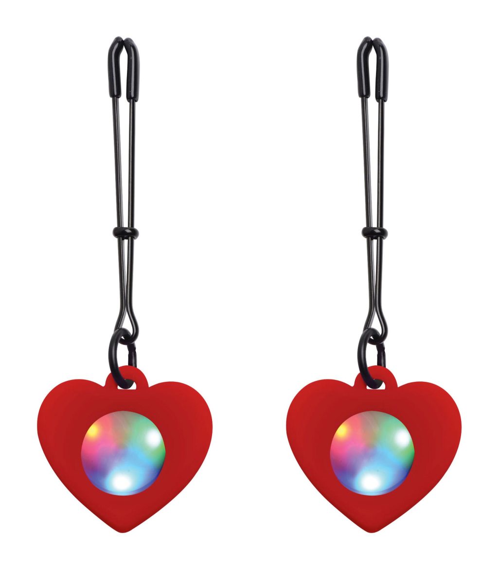 Silicone Light Up Heart Tweezer Nipple Clamps