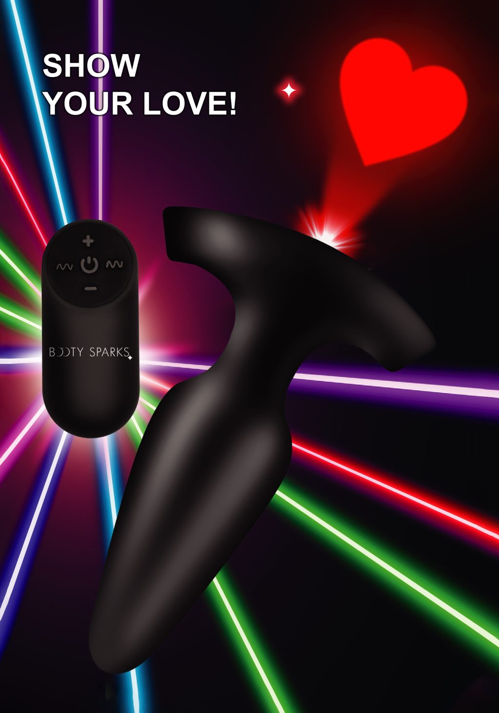 28x Laser Heart Silicone Anal Plug With Remote * Medium