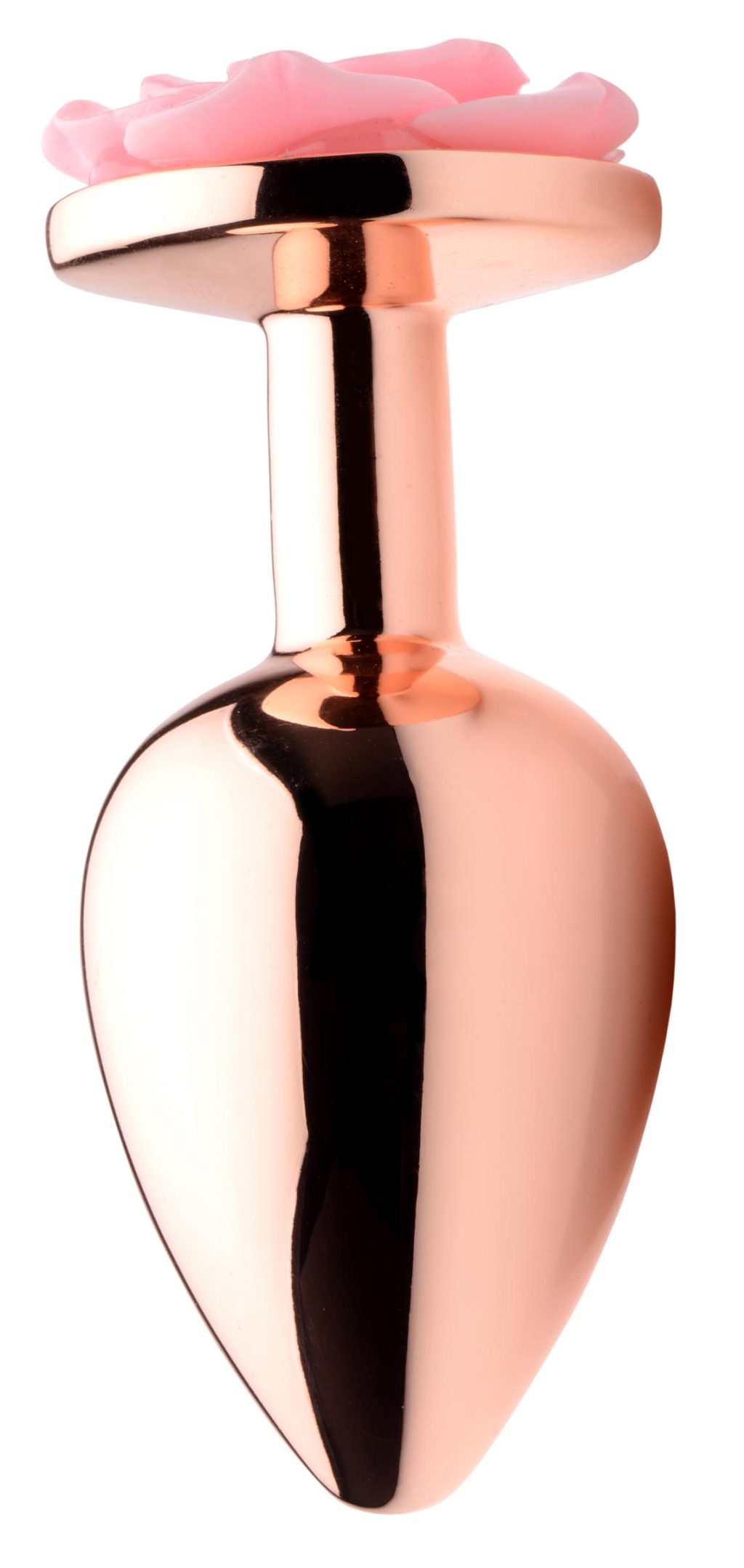 Rose Gold Anal Plug With Pink Flower - Large