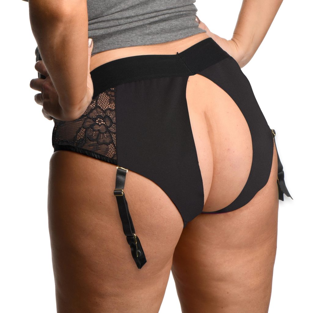 Laced Seductress Crotchless Panty Harness With Garter Straps - Lxl