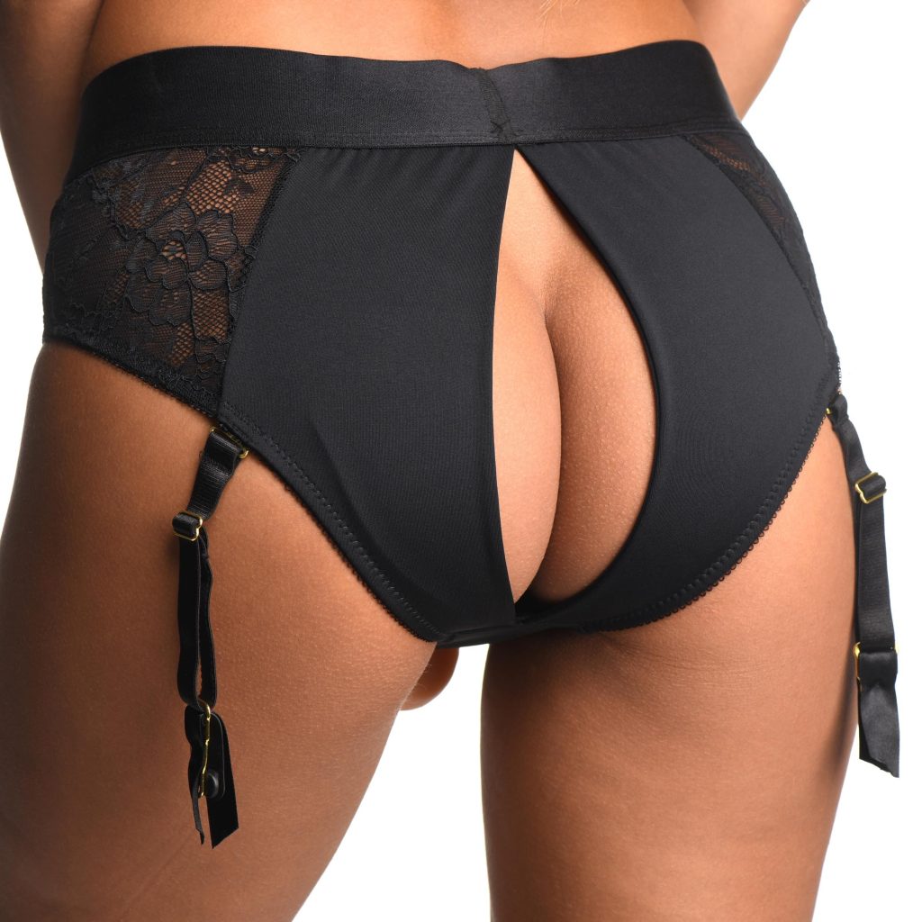 Laced Seductress Crotchless Panty Harness With Garter Straps - Sm