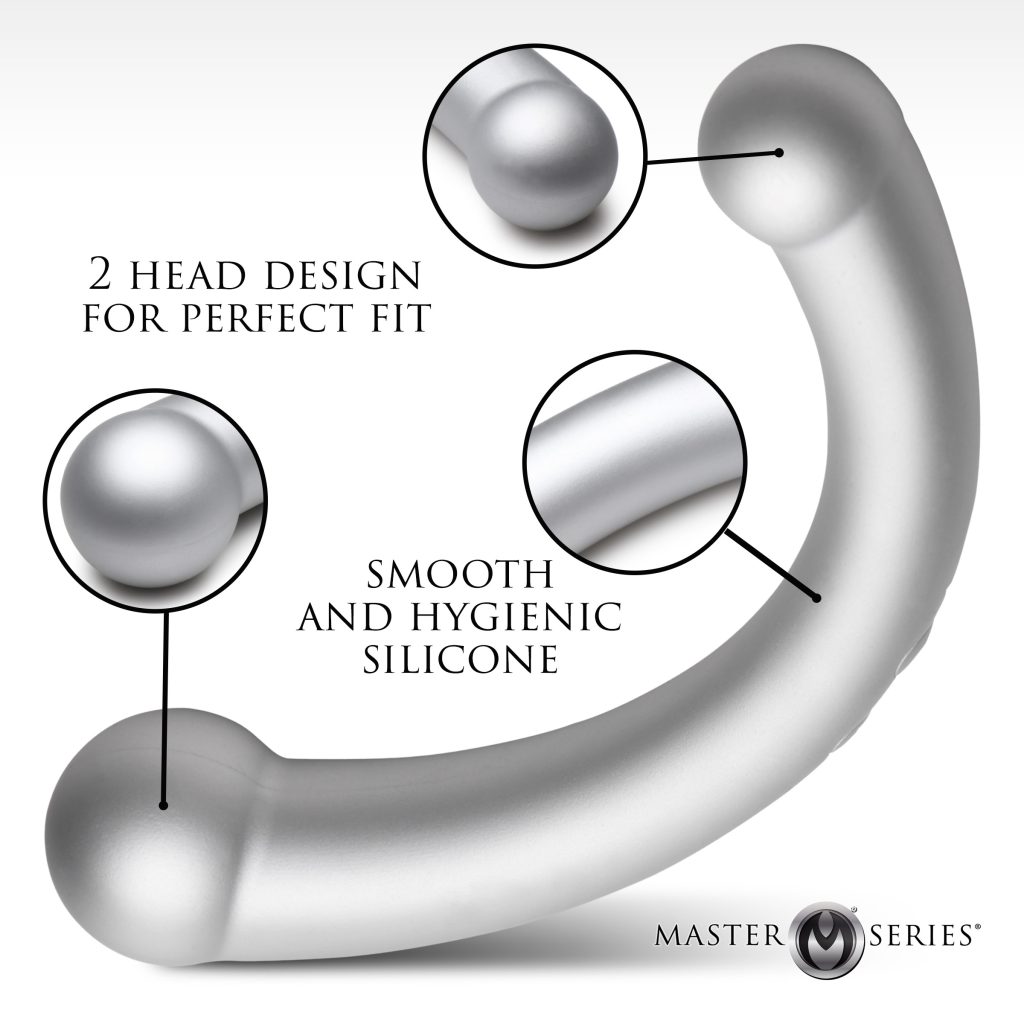 10x Vibra-crescent Vibrating Silicone Dual-ended Dildo - Silver