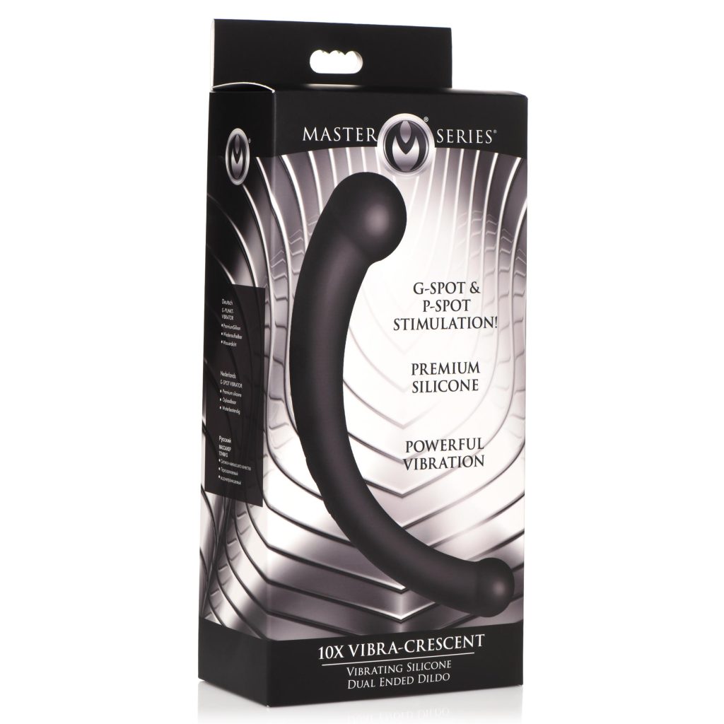 10x Vibra-crescent Vibrating Silicone Dual-ended Dildo - Black