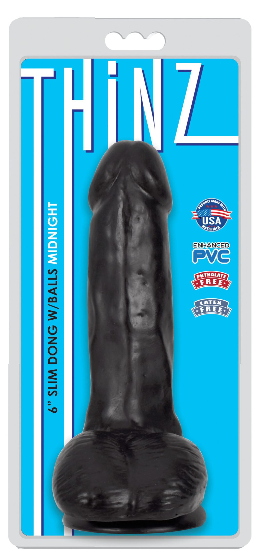 6 Inch Slim Dildo With Balls - Black