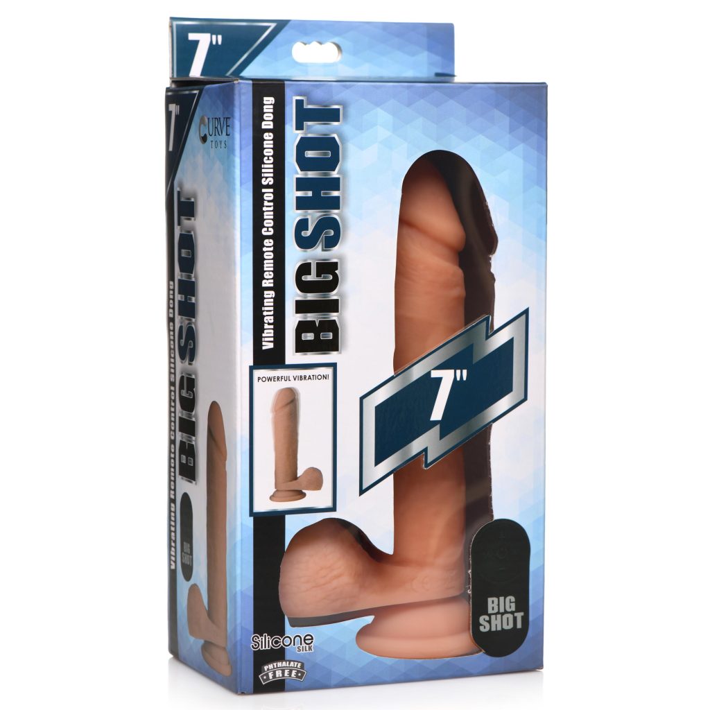Big Shot Vibrating Remote Control Silicone Dildo With Balls - 7 Inch